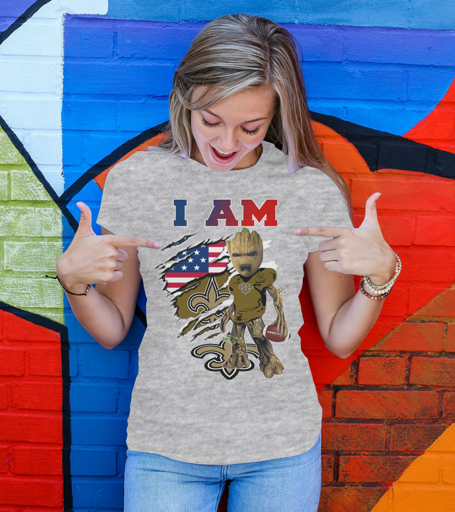 I Am Baby Groot Saints Football Team Spirit T-Shirt