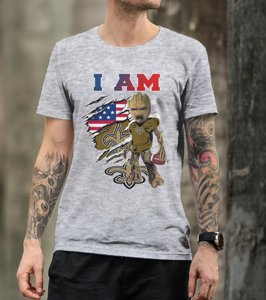 I Am Baby Groot Saints Football Team Spirit T-Shirt
