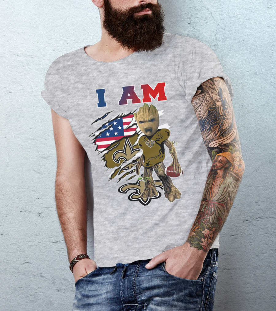 I Am Baby Groot Saints Football Team Spirit T-Shirt
