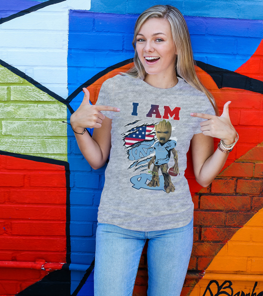 I Am Groot North Carolina Tar Heels Football USA Flag T-Shirt