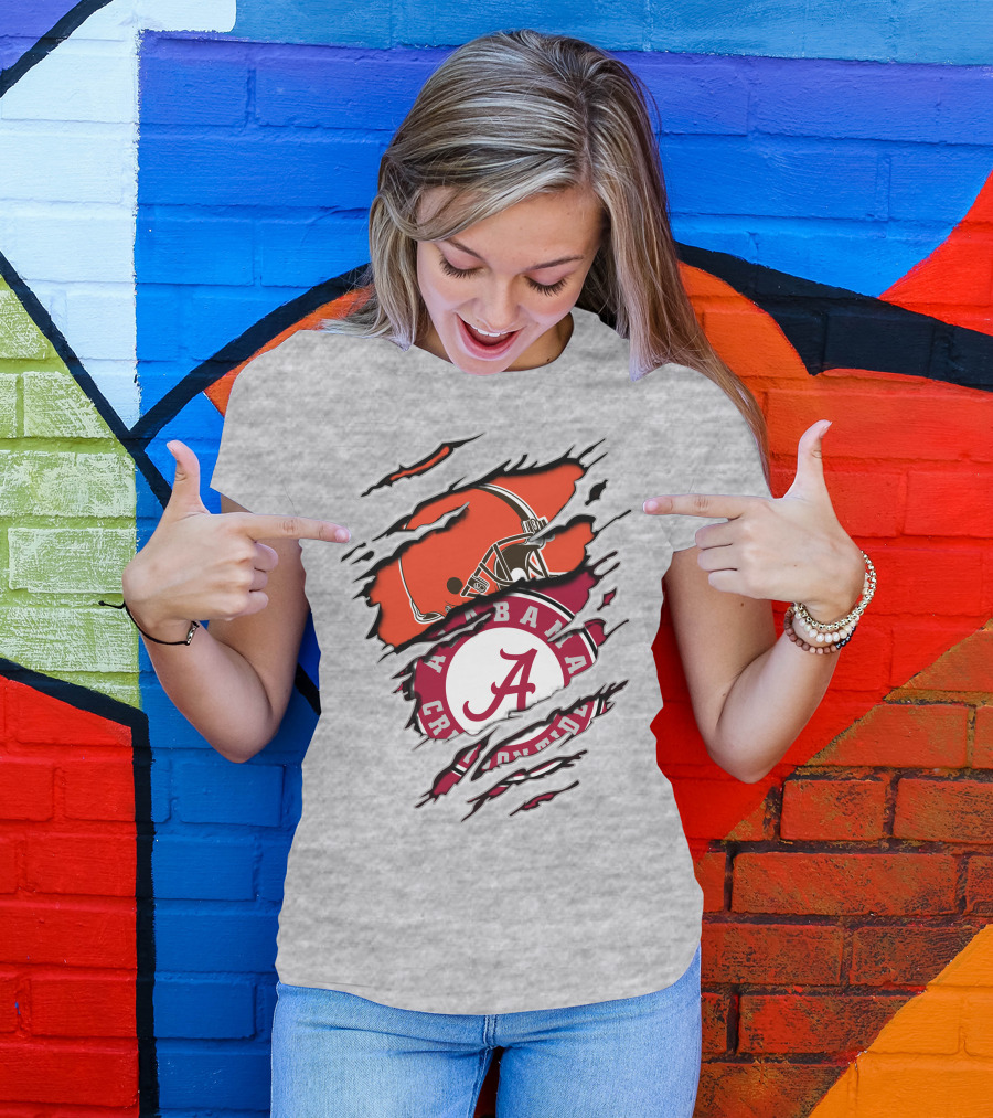 Alabama Crimson Tide Cleveland Browns Football Fan Crossover T-Shirt