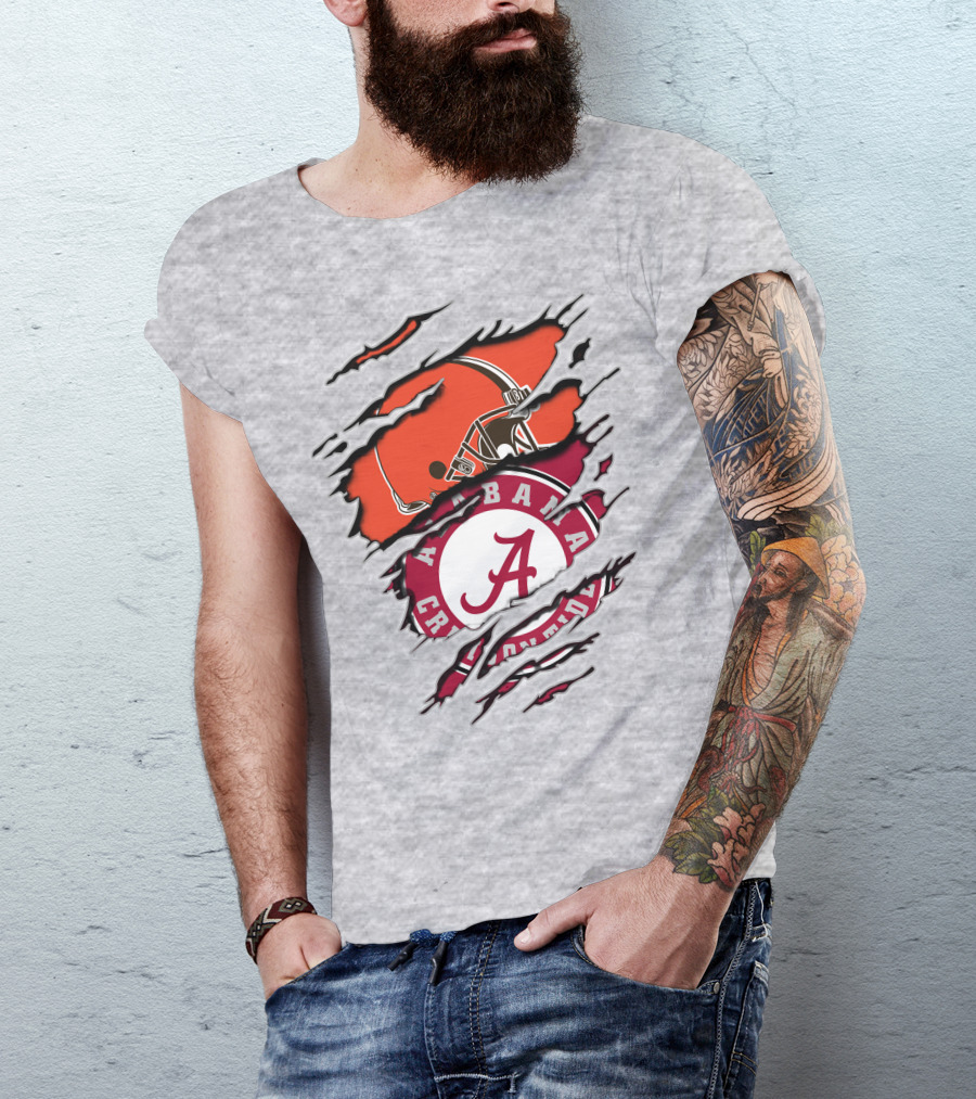 Alabama Crimson Tide Cleveland Browns Football Fan Crossover T-Shirt