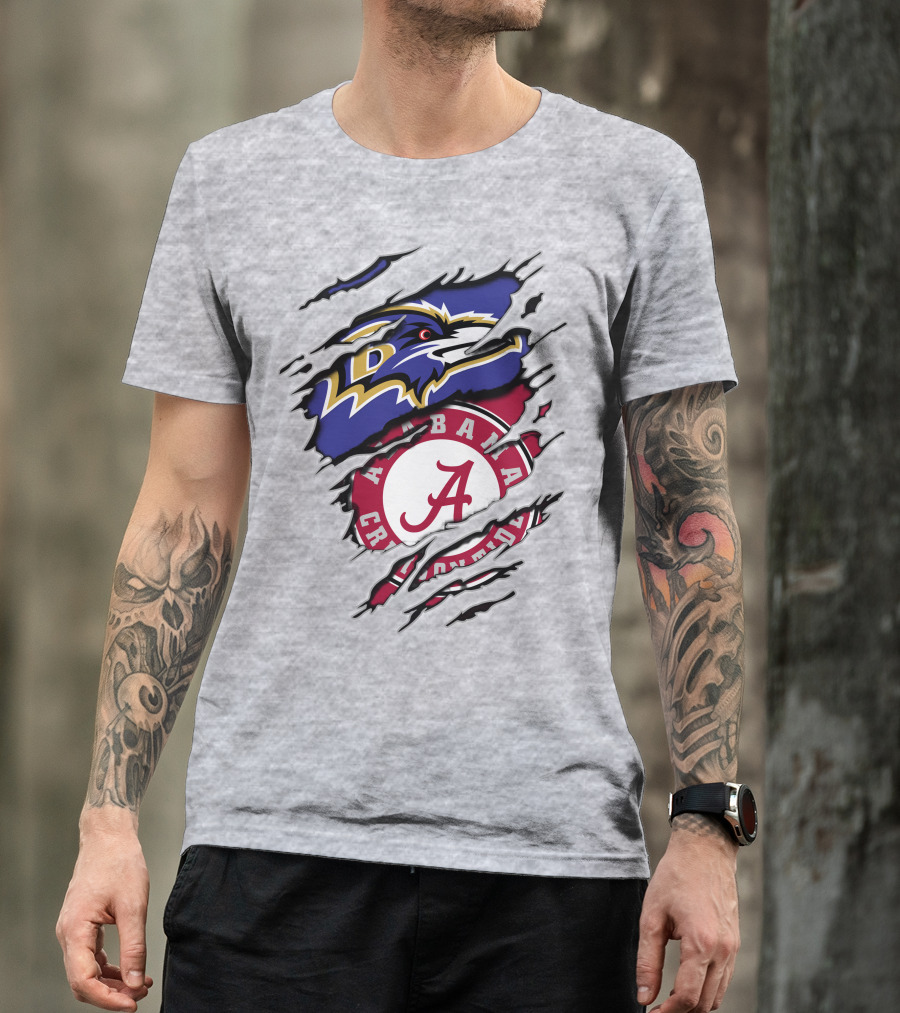 Baltimore Ravens Alabama Crimson Tide Logo Mashup T-Shirt