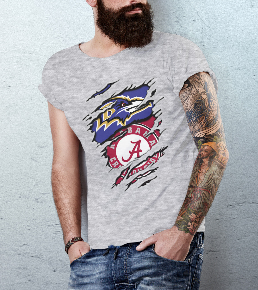 Baltimore Ravens Alabama Crimson Tide Logo Mashup T-Shirt