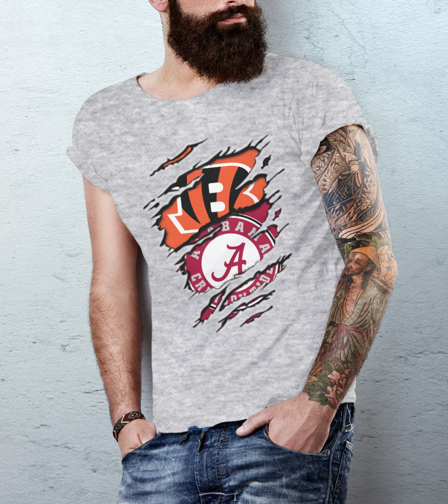 Alabama Crimson Tide Cincinnati Bengals Rip Claw T-Shirt