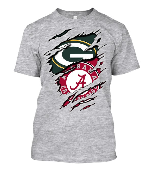 Alabama Crimson Tide Green Bay Packers Rip Effect T-Shirt