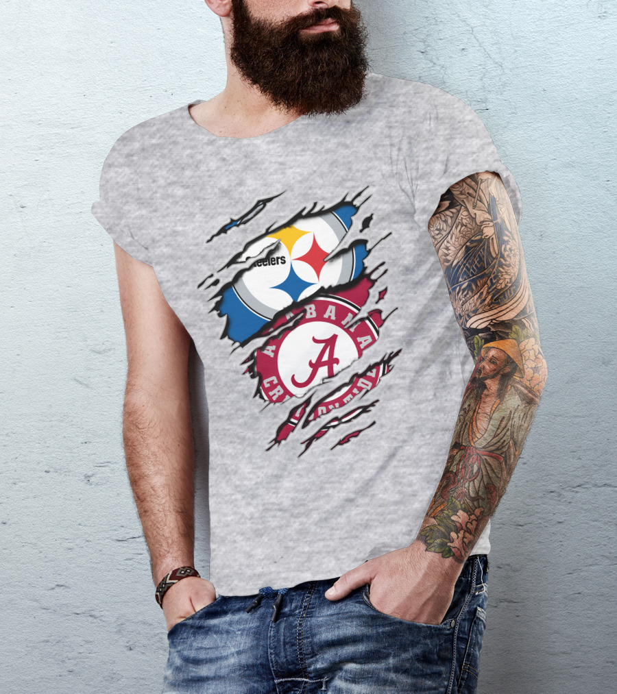 Alabama Crimson Tide Steelers Logo Crossover T-Shirt