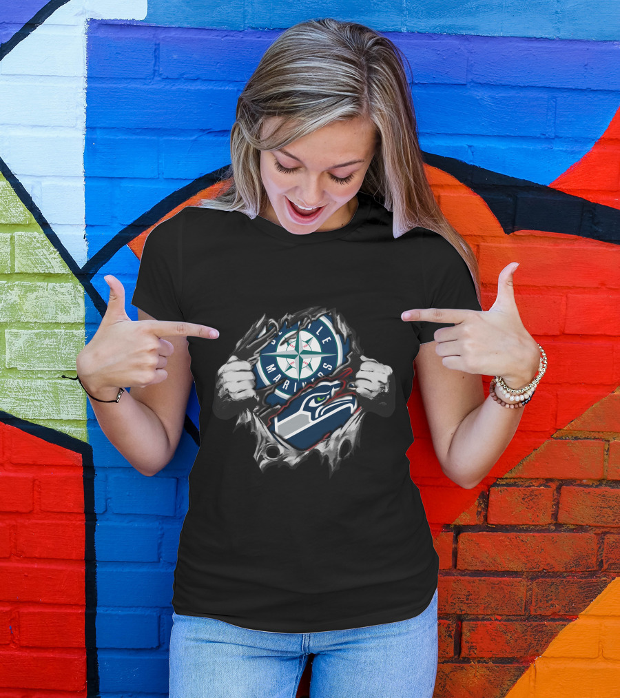 Seattle Mariners Seahawks Dual Fan Pride T-Shirt