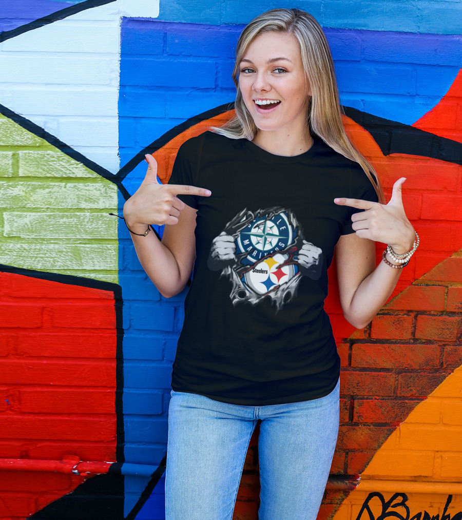 Seattle Mariners Steelers Crossover Fan T-Shirt