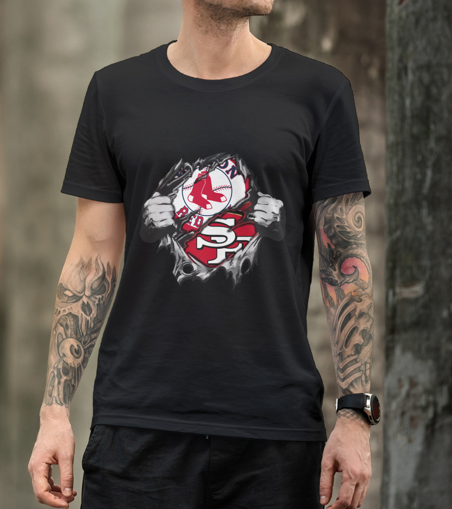 49ers Redsox Collaboration Dual Loyalty Sports Fan Fusion T-Shirt