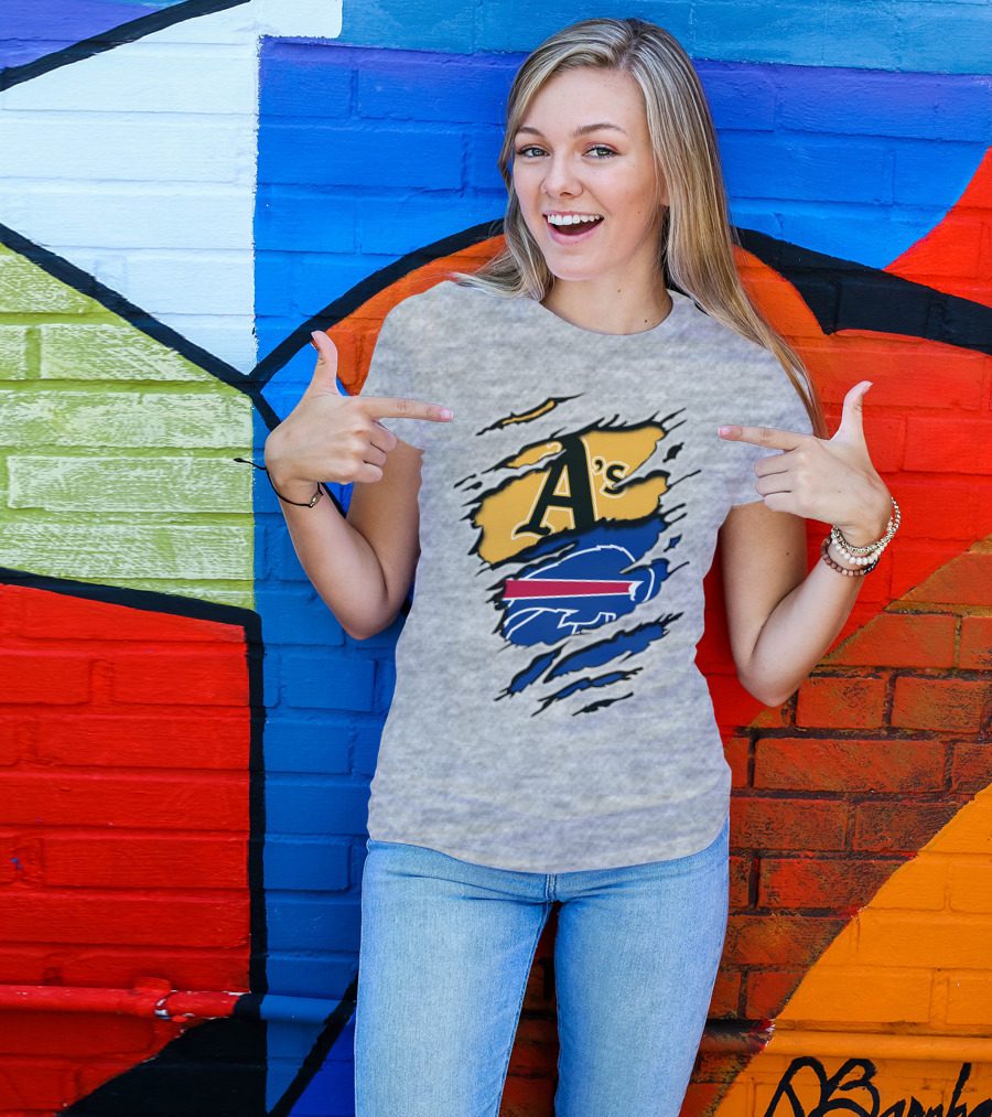 Buffalo Bills Oakland Athletics Mashup Tear T-Shirt