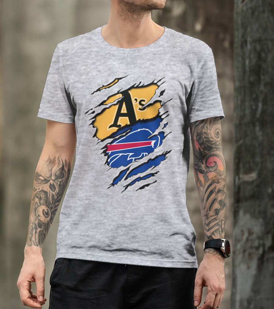 Buffalo Bills Oakland Athletics Mashup Tear T-Shirt