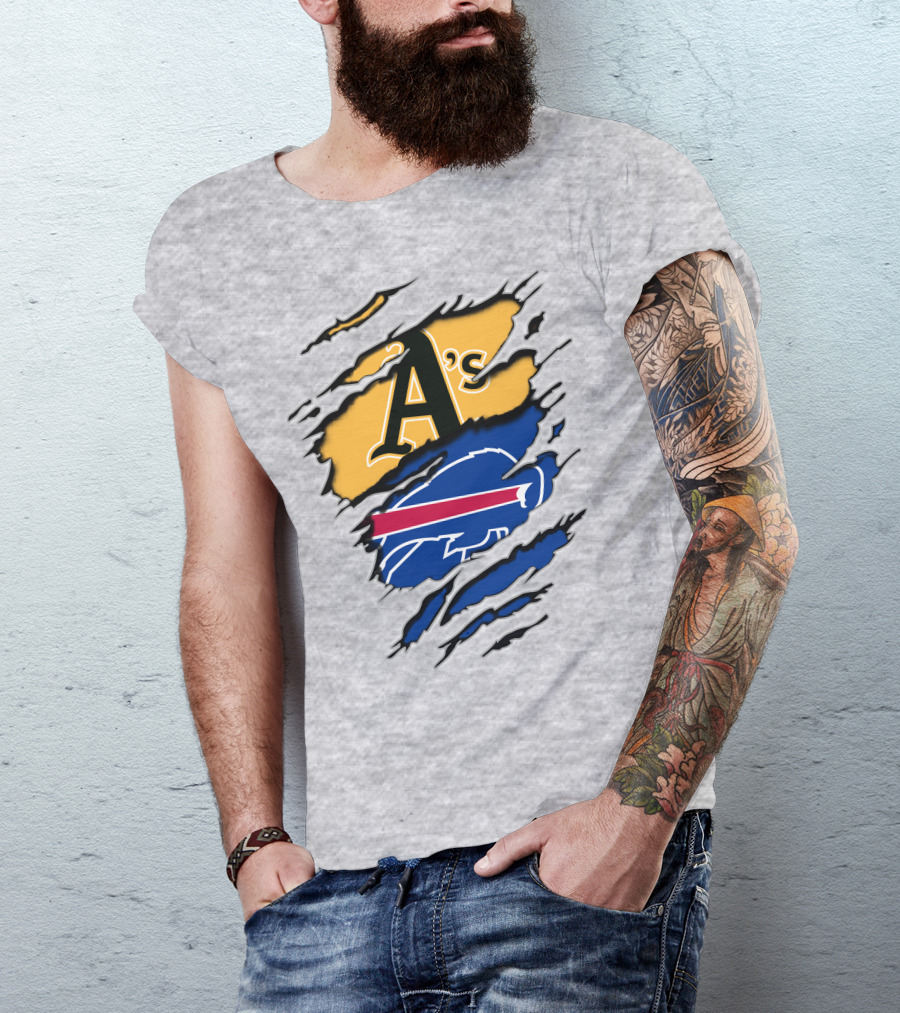 Buffalo Bills Oakland Athletics Mashup Tear T-Shirt