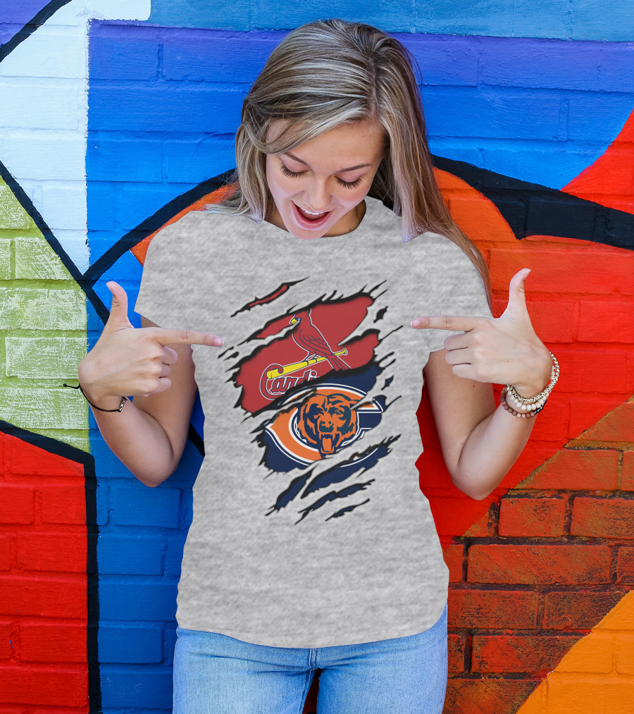 Chicago Bears And St. Louis Cardinals Logo Mashup T-Shirt