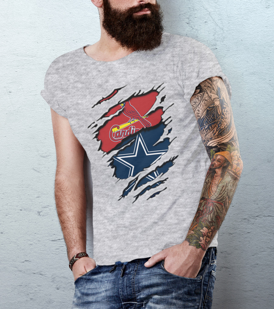 Cardinals And Cowboys Team Spirit Fusion T-Shirt