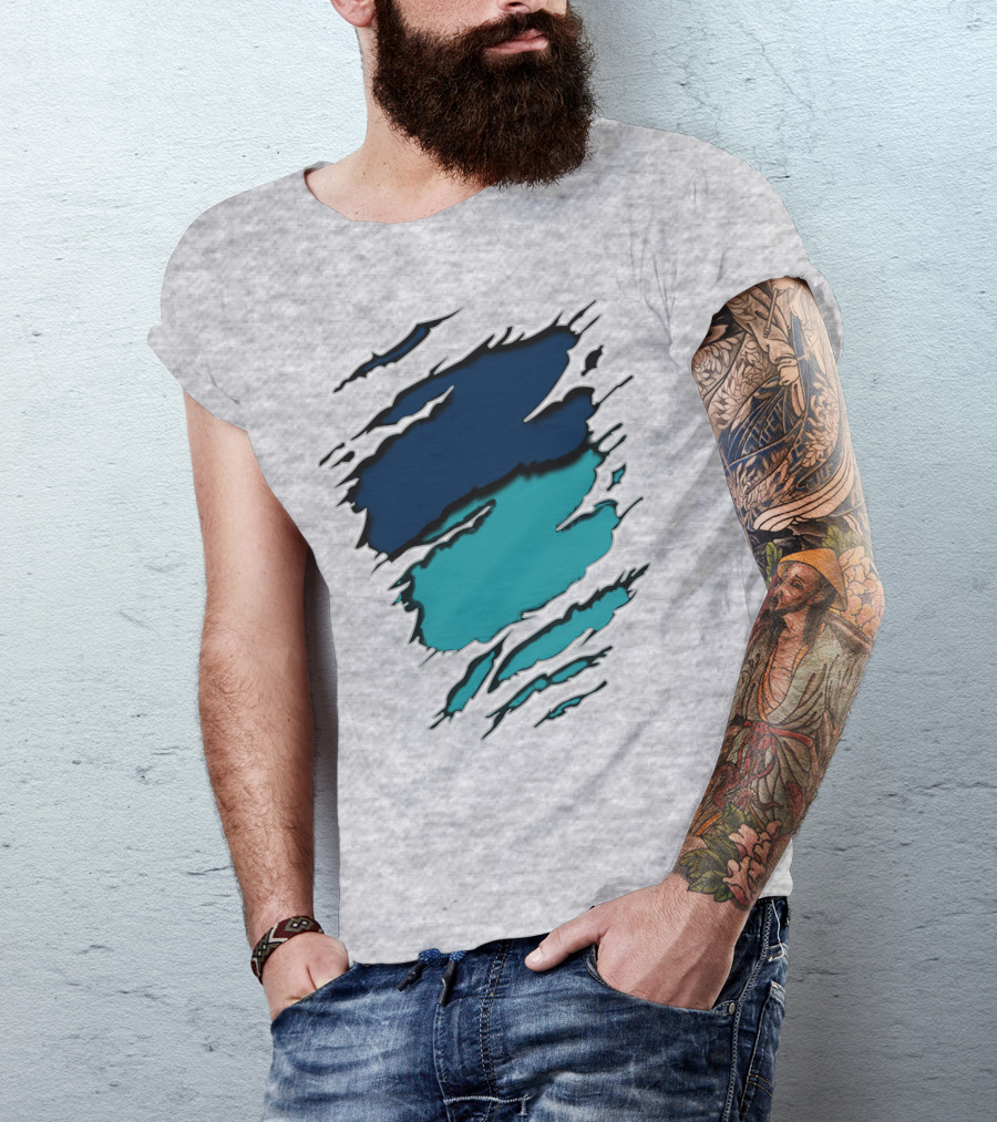 Do Ya Miami Dolphins Teal And Navy Claw Marks T-Shirt