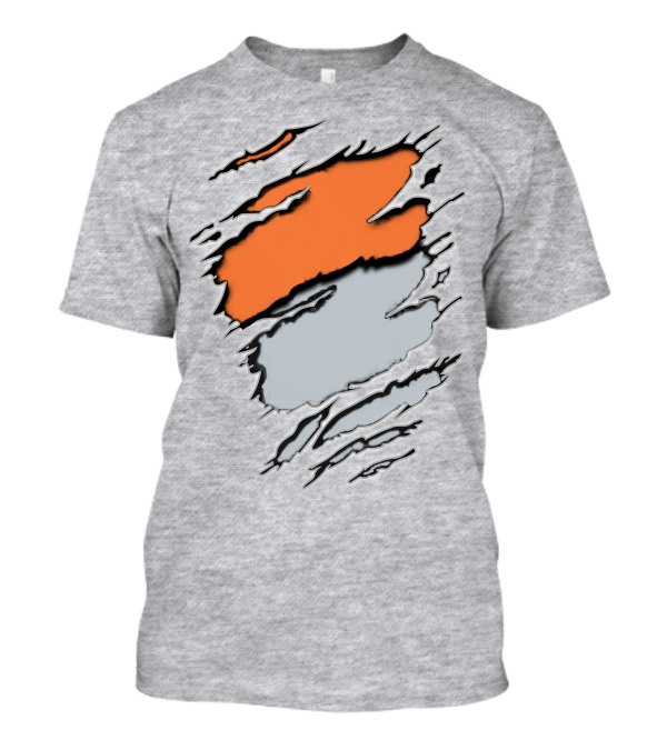 Raiders Giants 13 Orange Gray Ripped Texture T-Shirt