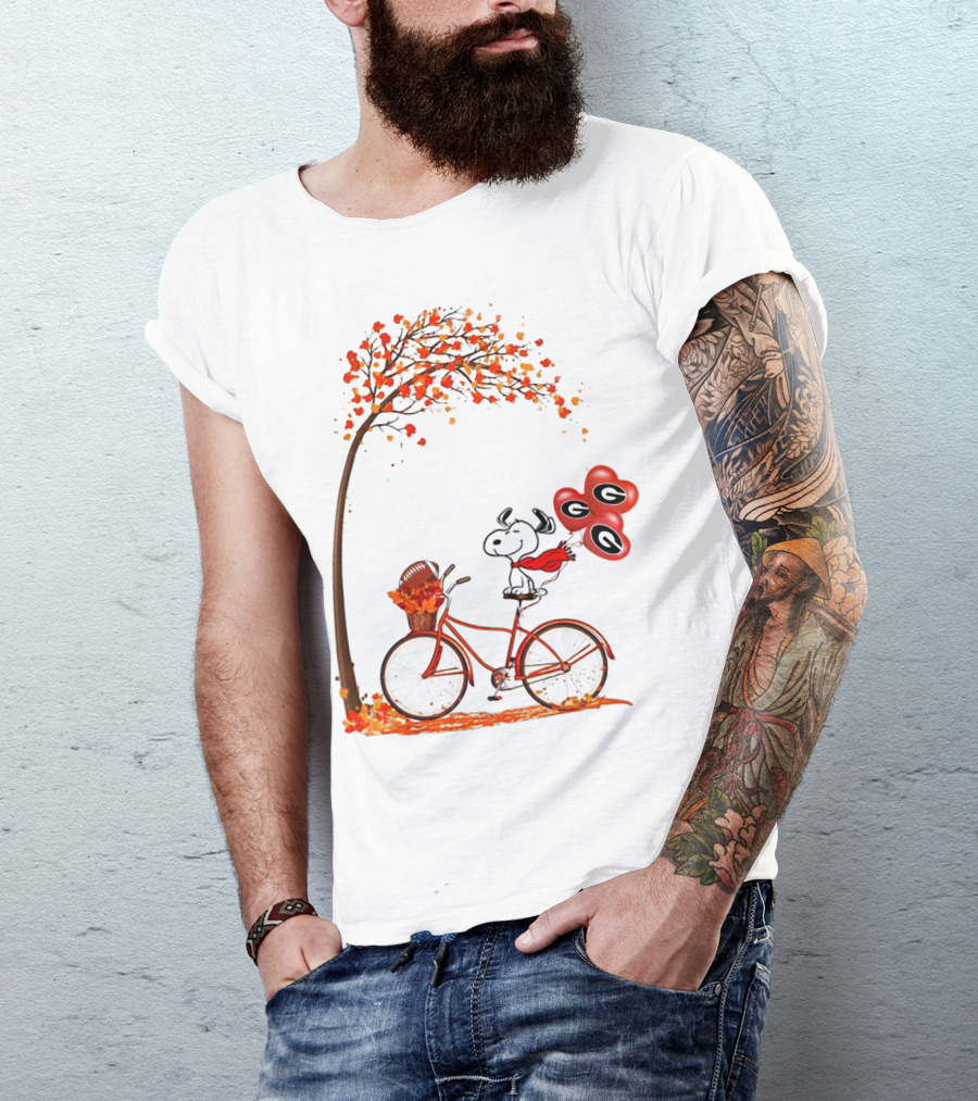 Snoopy Georgia Football Fall Bicycle Balloons T-Shirt