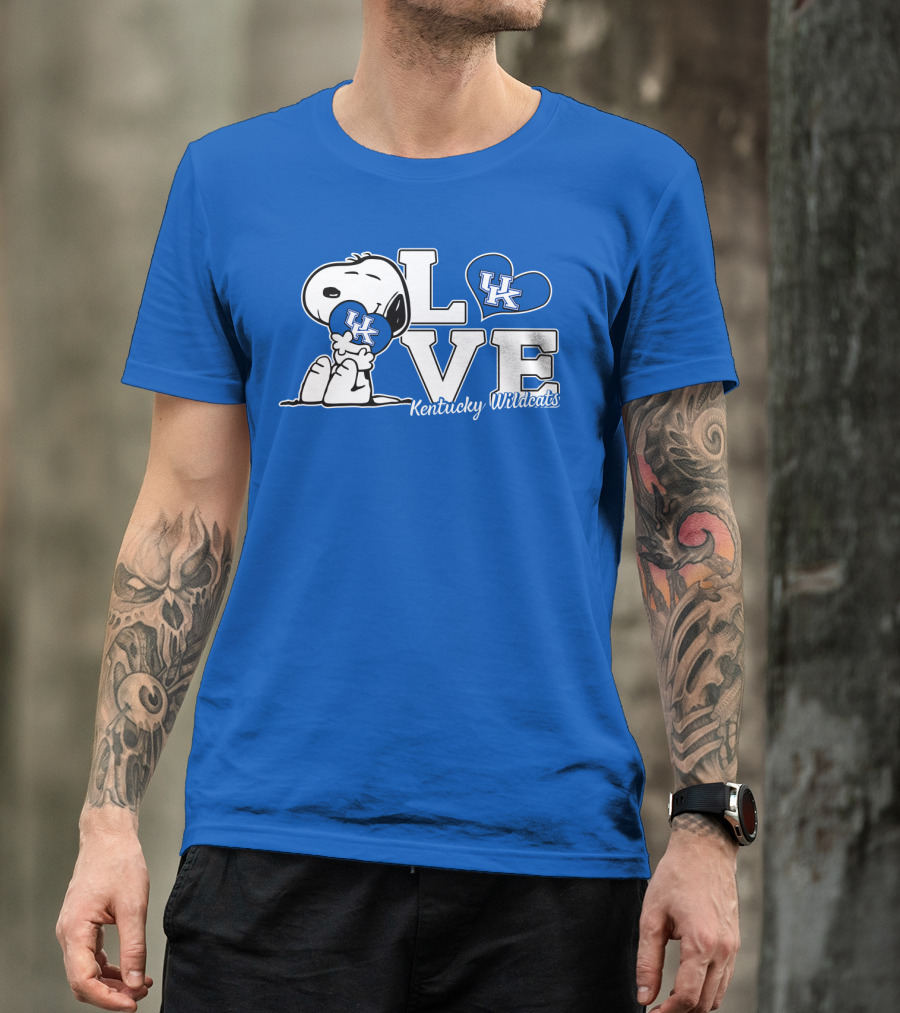 Love Kentucky Wildcats Snoopy Uk Heart T-Shirt