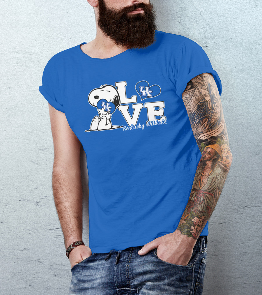 Love Kentucky Wildcats Snoopy Uk Heart T-Shirt