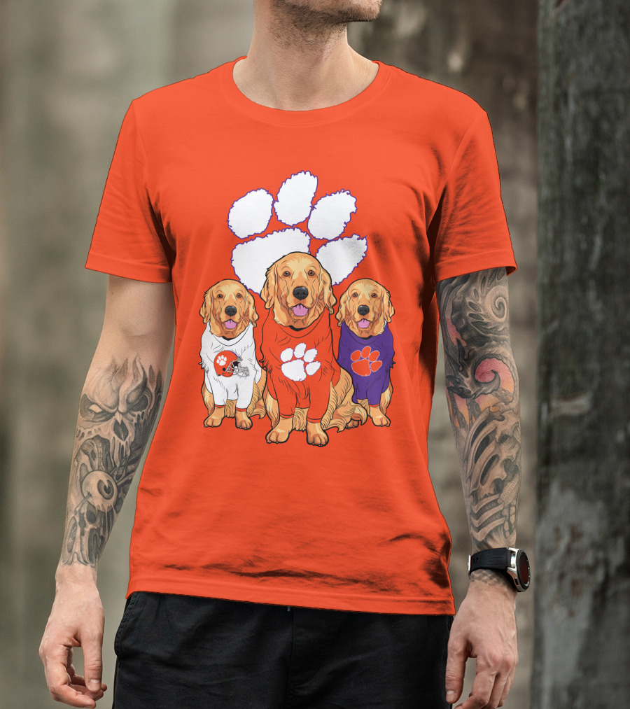 Clemson Tigers Golden Retrievers Trio T-Shirt
