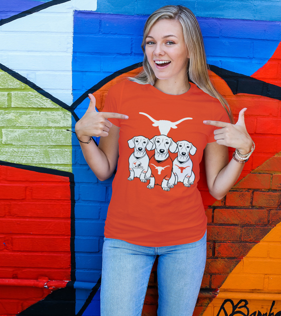 Longhorn Dogs Trio Texas Football T-Shirt