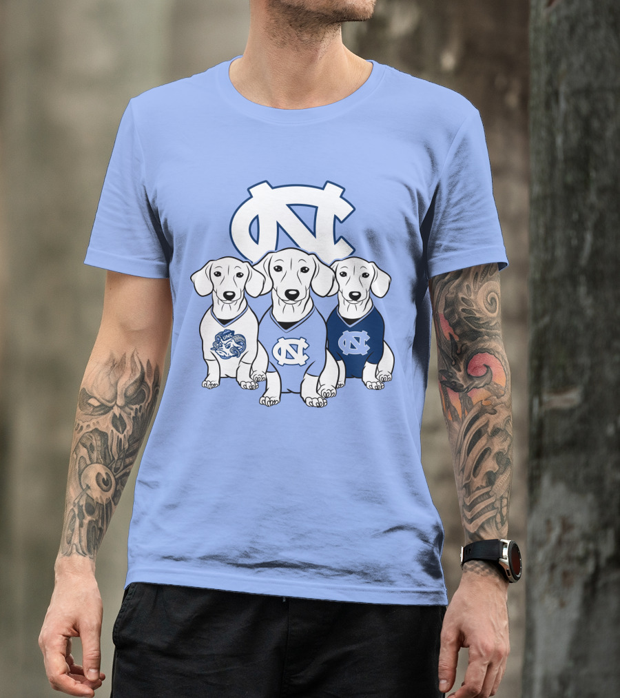 North Carolina Tar Heels  Dachshund Dogs T-Shirt