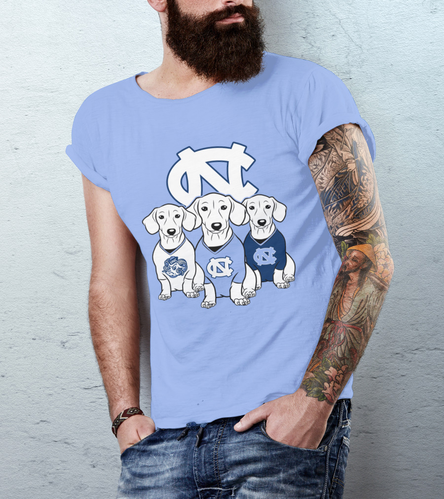 North Carolina Tar Heels  Dachshund Dogs T-Shirt