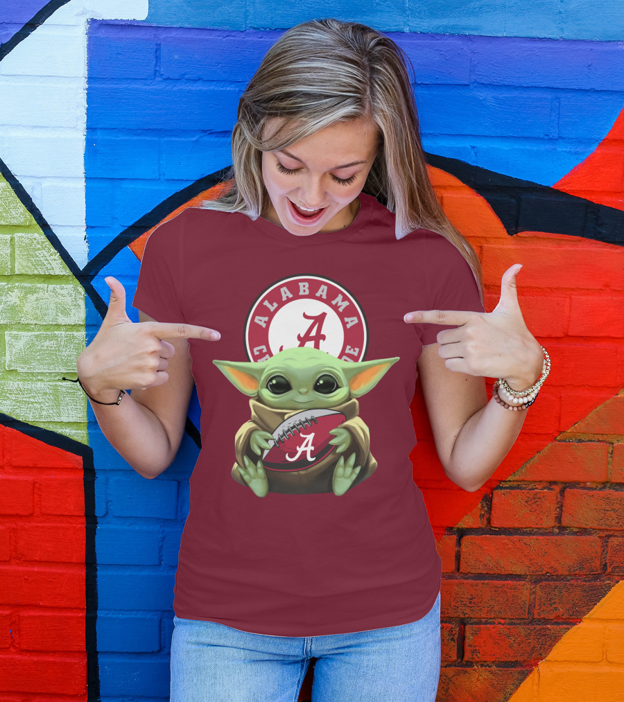 Baby Yoda Alabama Crimson Tide Football Fan T-Shirt