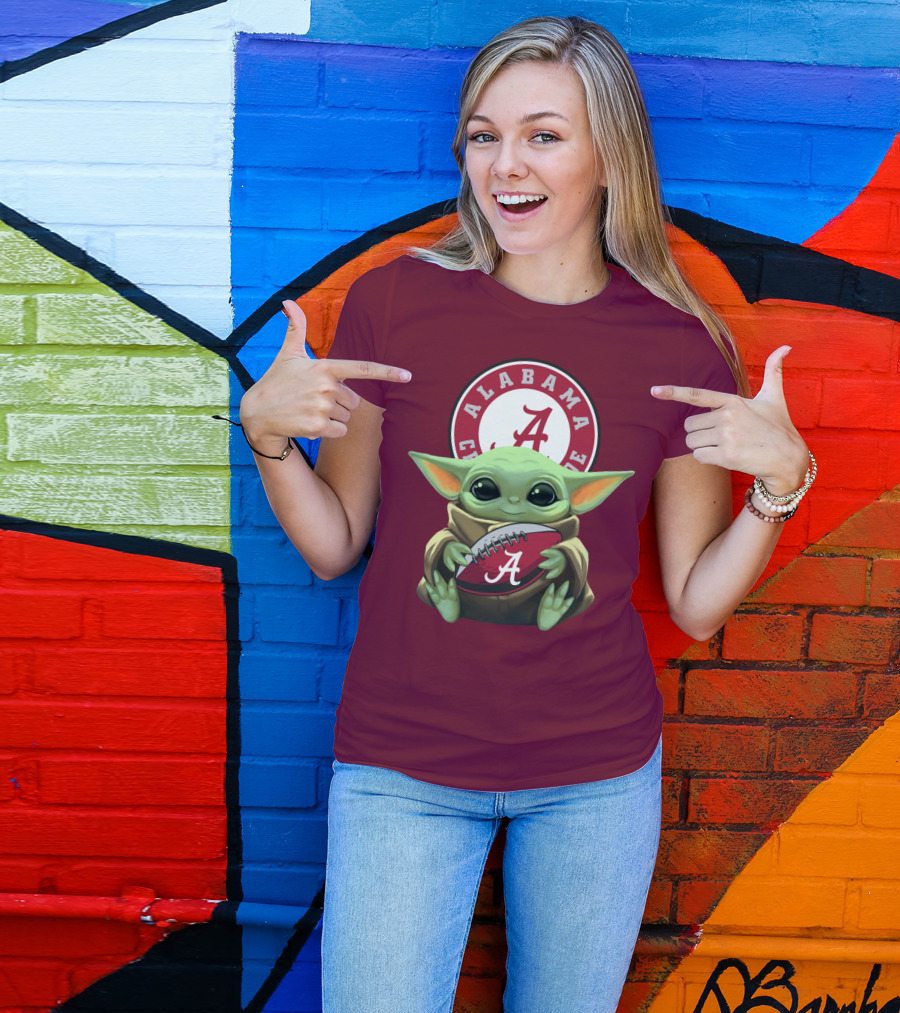 Baby Yoda Alabama Crimson Tide Football Fan T-Shirt