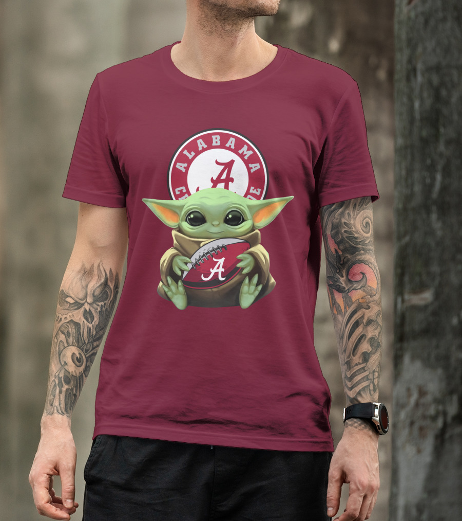 Baby Yoda Alabama Crimson Tide Football Fan T-Shirt