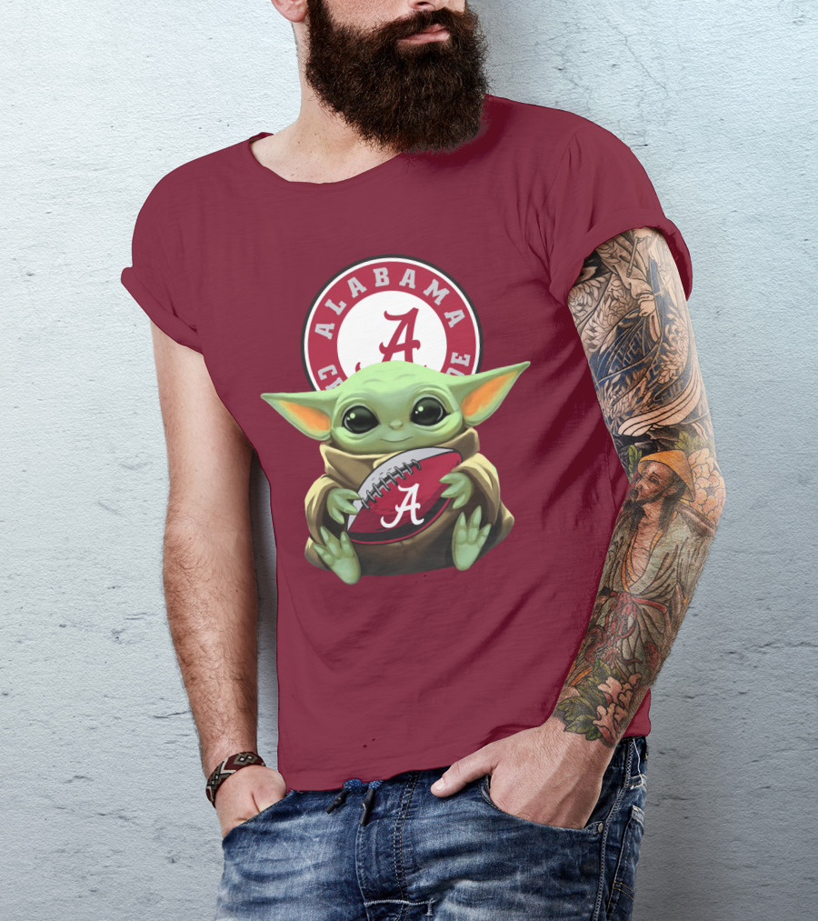 Baby Yoda Alabama Crimson Tide Football Fan T-Shirt