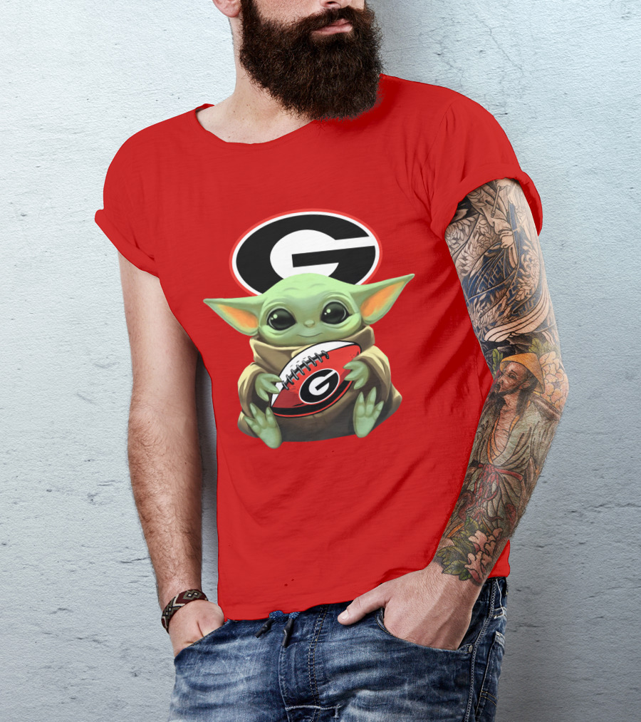 Baby Yoda Georgia Bulldogs Football Fan T-Shirt