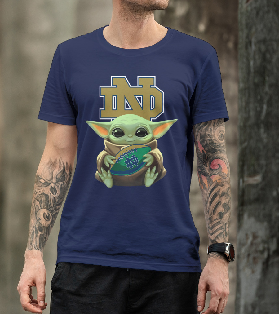Baby Yoda Notre Dame Football Fan T-Shirt