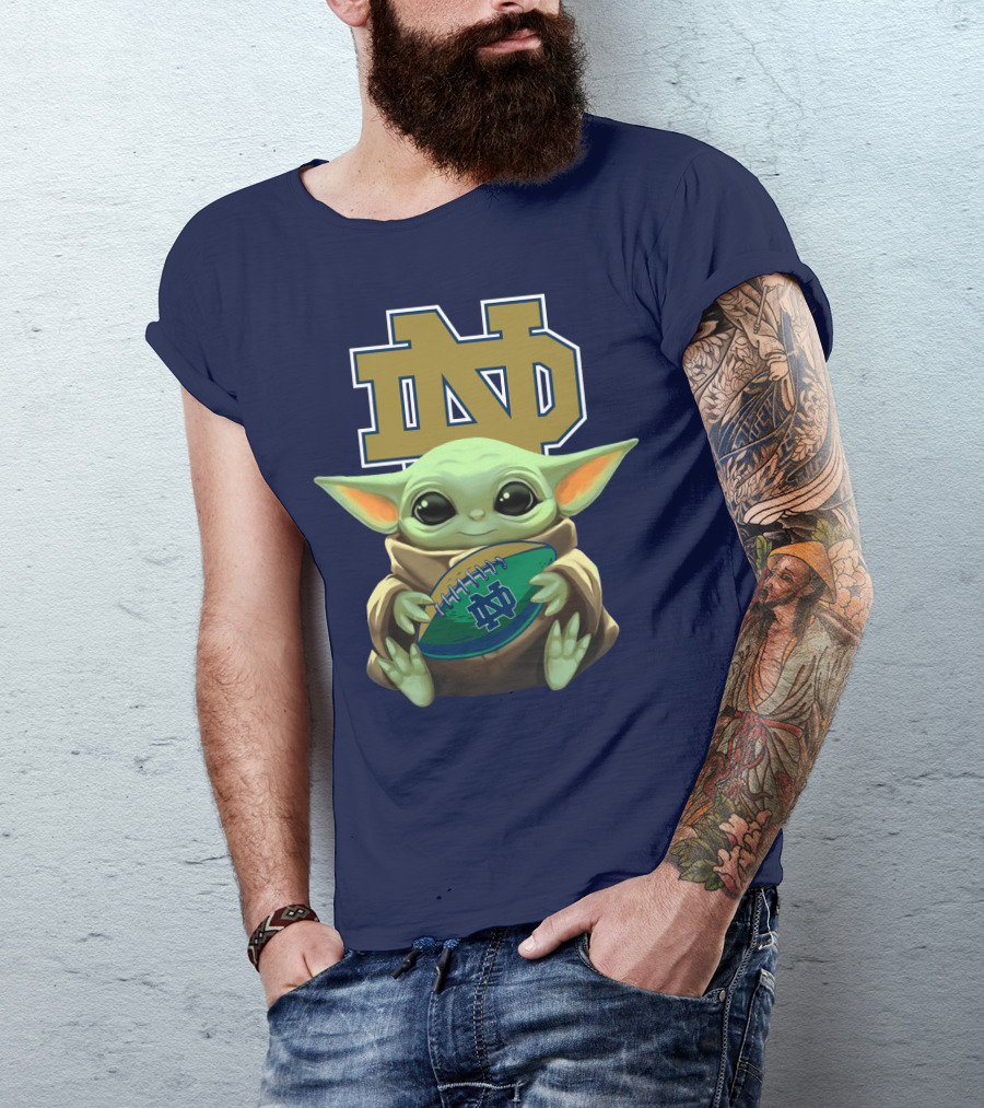 Baby Yoda Notre Dame Football Fan T-Shirt