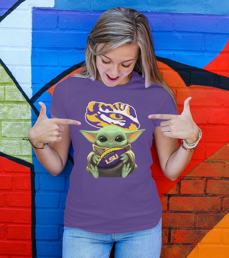 Baby Yoda Lsu Tigers Football Tiger Eye T-Shirt