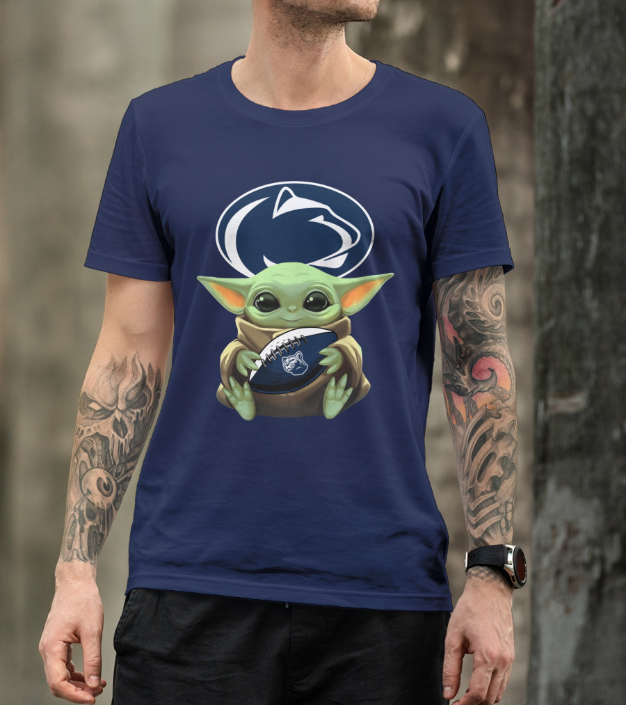 Baby Yoda Nittany Lions Football Fan T-Shirt