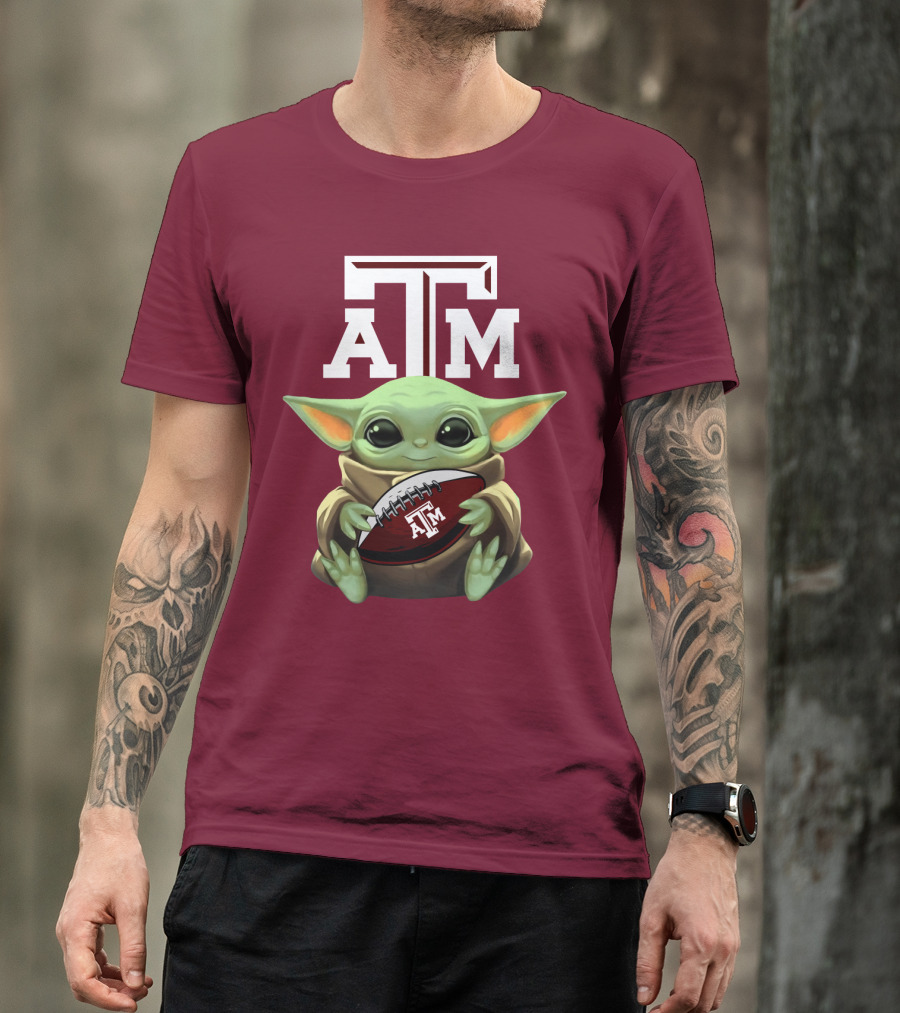 Texas A&M Aggies Baby Yoda Football T-Shirt