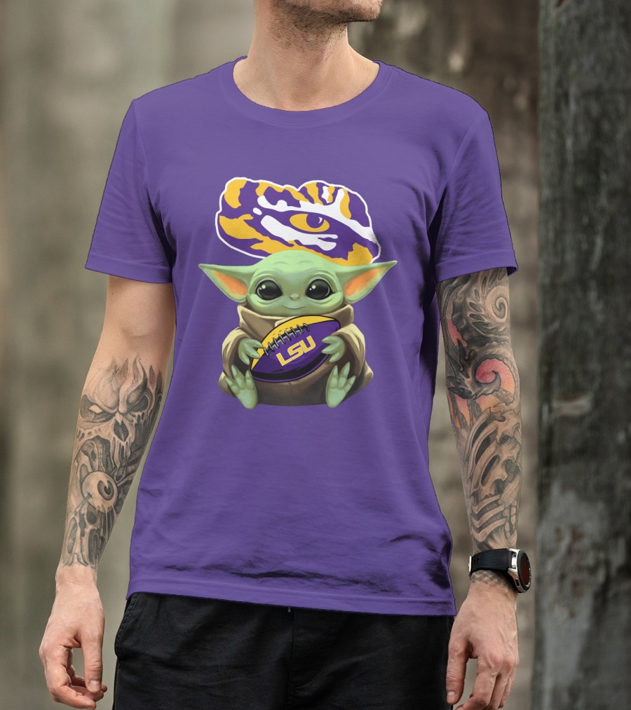 LSU Tigers Baby Yoda Football Fan T-Shirt