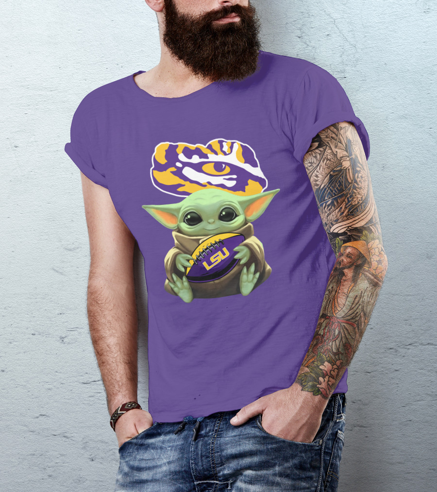 LSU Tigers Baby Yoda Football Fan T-Shirt