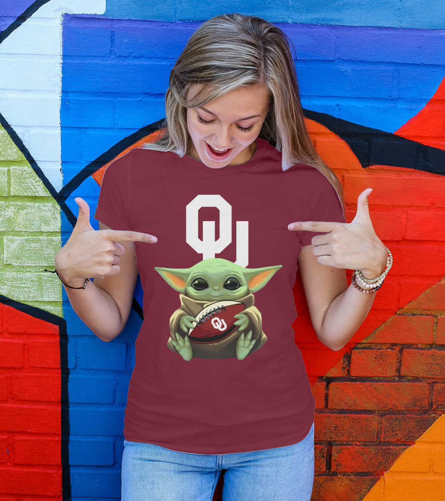 OU Sooners Baby Yoda Football T-Shirt