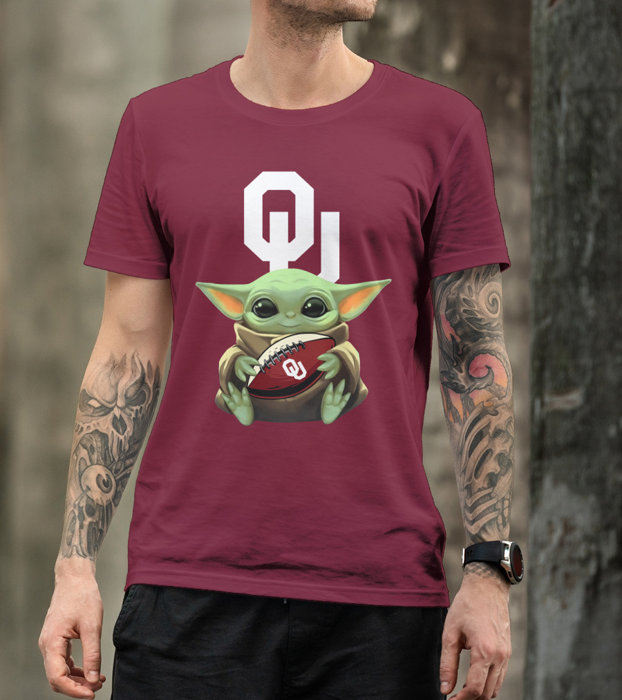 OU Sooners Baby Yoda Football T-Shirt