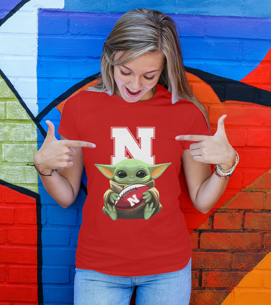 Baby Yoda Nebraska Cornhuskers Football Fan Icon With N T-Shirt