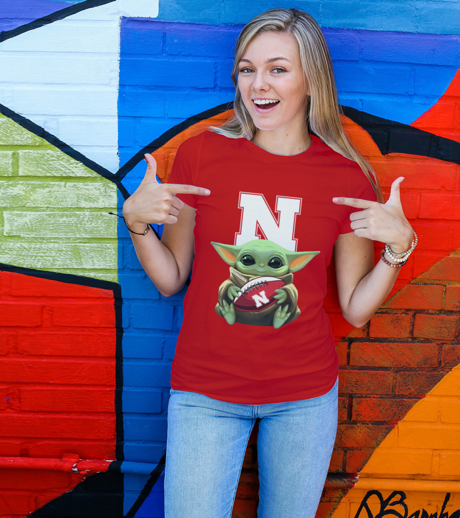 Baby Yoda Nebraska Cornhuskers Football Fan Icon With N T-Shirt