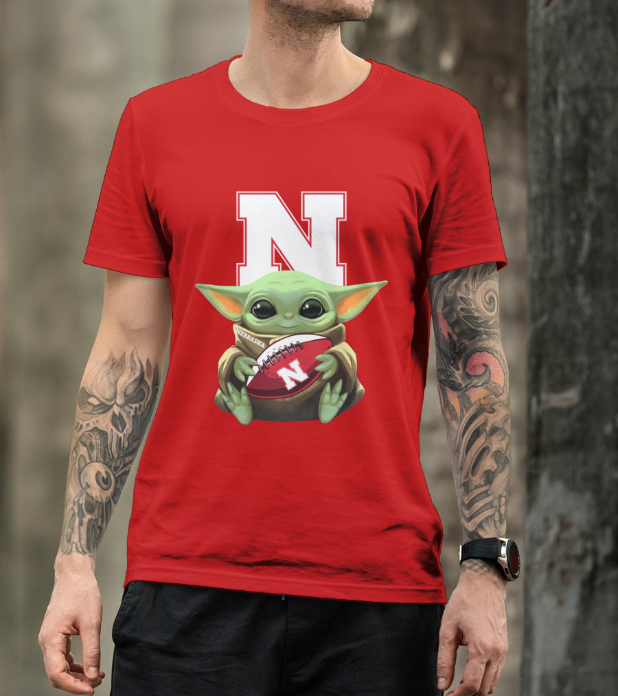 Baby Yoda Nebraska Cornhuskers Football Fan Icon With N T-Shirt