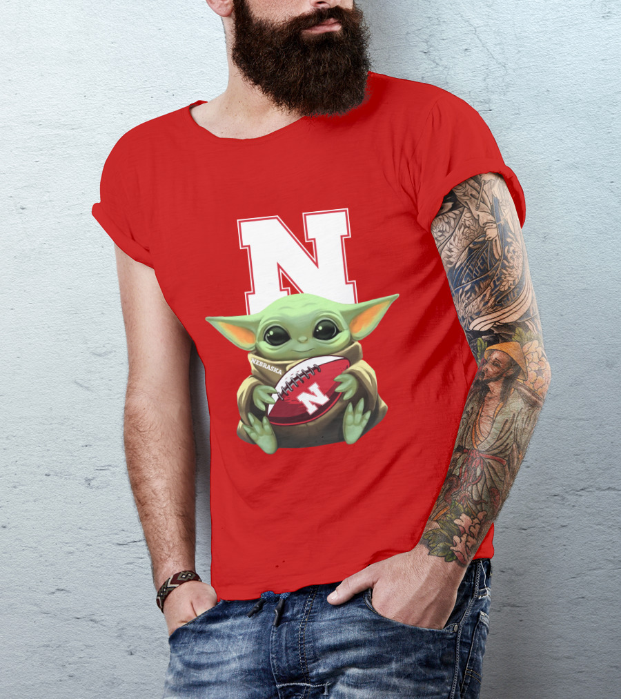 Baby Yoda Nebraska Cornhuskers Football Fan Icon With N T-Shirt