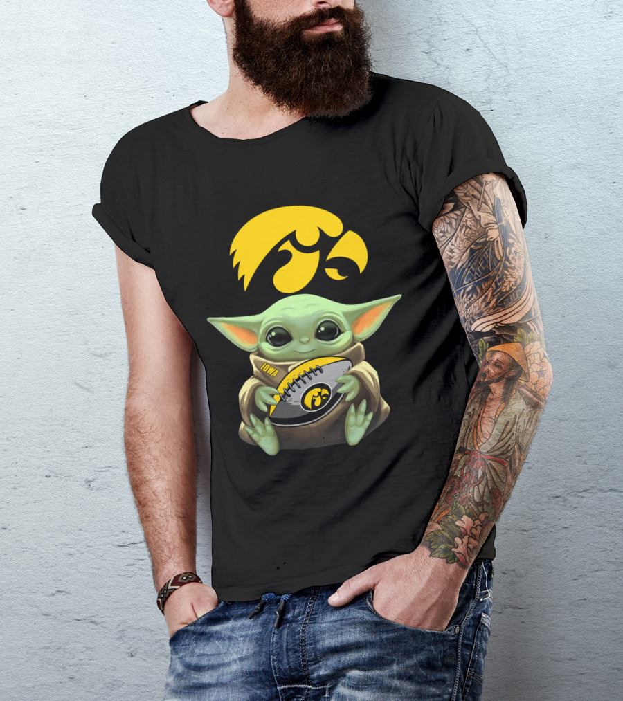 Iowa Hawkeyes Baby Yoda Football Fan T-Shirt