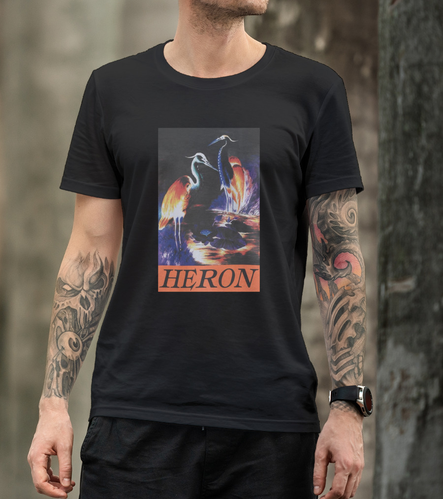 Heron Preston Vibrant Herons Wildlife Scene T-Shirt