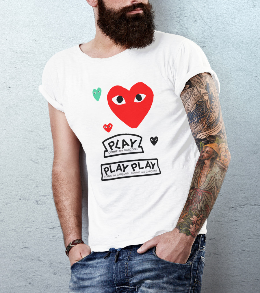 PLAY Comme Des Garçons Heart Faces T-Shirt