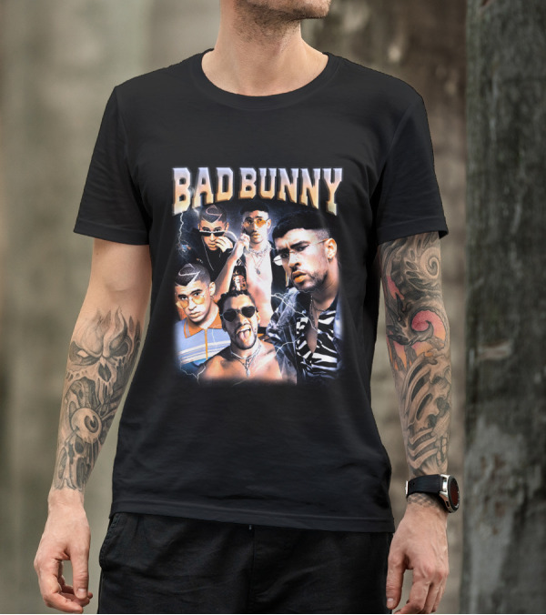 Bad Bunny Style Evolution Lightning Collage T-Shirt